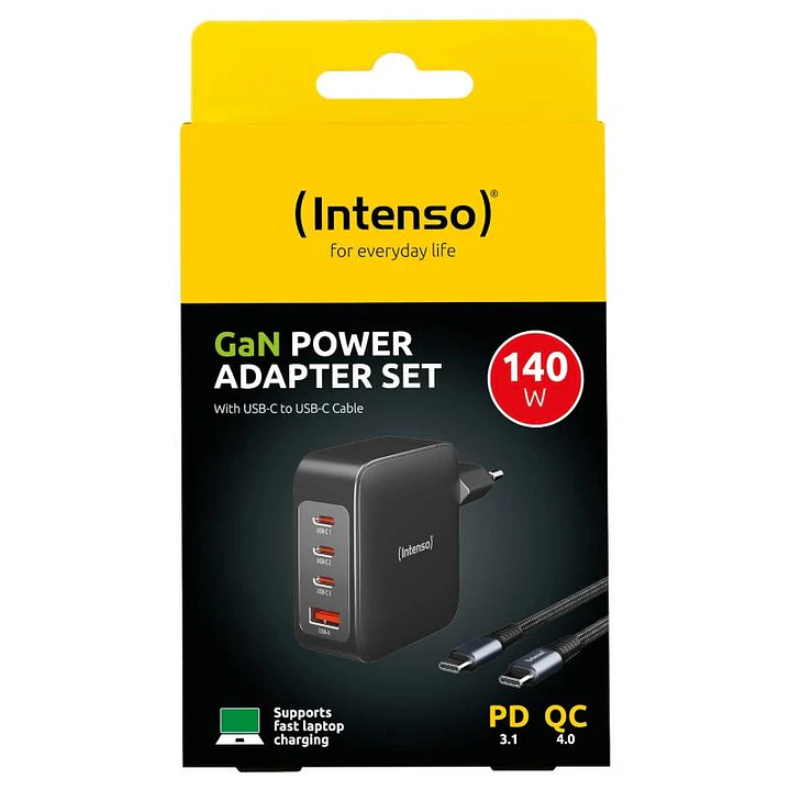Intenso | KIT Cargador GaN W140A3C + Cable USB-C 2
