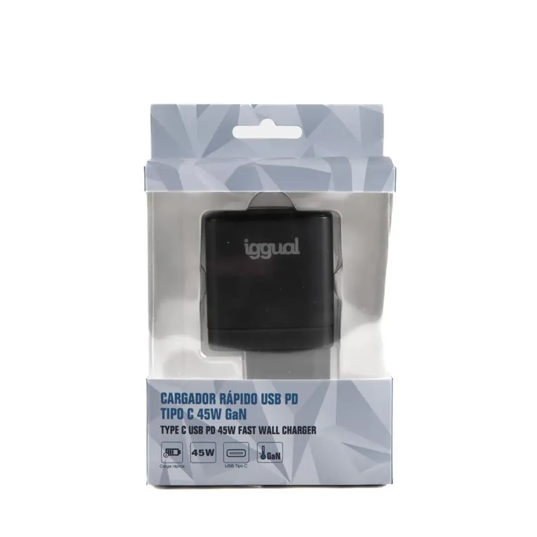 iggual Cargador rápido USB PD tipo C 45W GaN 4