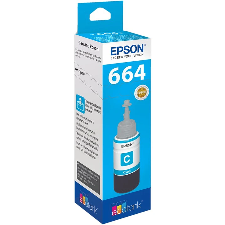 Epson Botella Tinta Ecotank T6641 Cyan 1