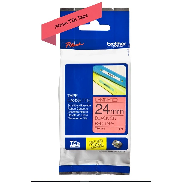 Brother TZe451 cinta laminada 24mm Negro/Rojo 8m 1