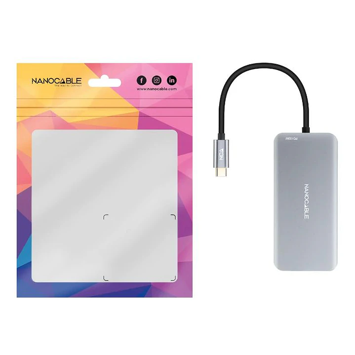 Nanocable Hub USB-C 3xUSB-A+2xHDMI+RJ45+TF+SD+PD 4