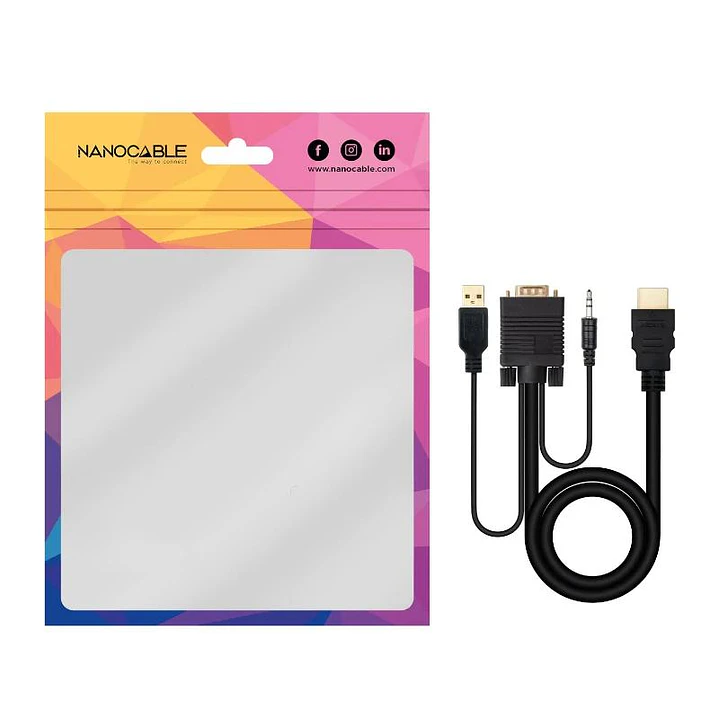 Nanocable Conversor HDMI a VGA-Jack-UBS, 1.8 m 4