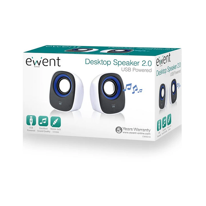 EWENT Altavoces escritorio 2.0 usb 3