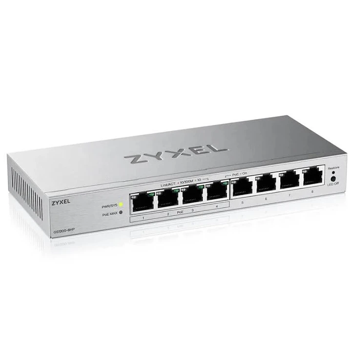 ZyXEL GS1200-8HPv3 Switch 8xGb (4xPoE+) 68W 2