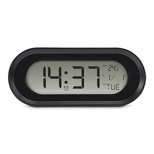 Hama Samos Reloj Despertador Digital - Patalla LCD - Funcion de Repeticion de Alarma - Alarma de Aniversario - Termometro - 15x5x6.3cm - Color Negro