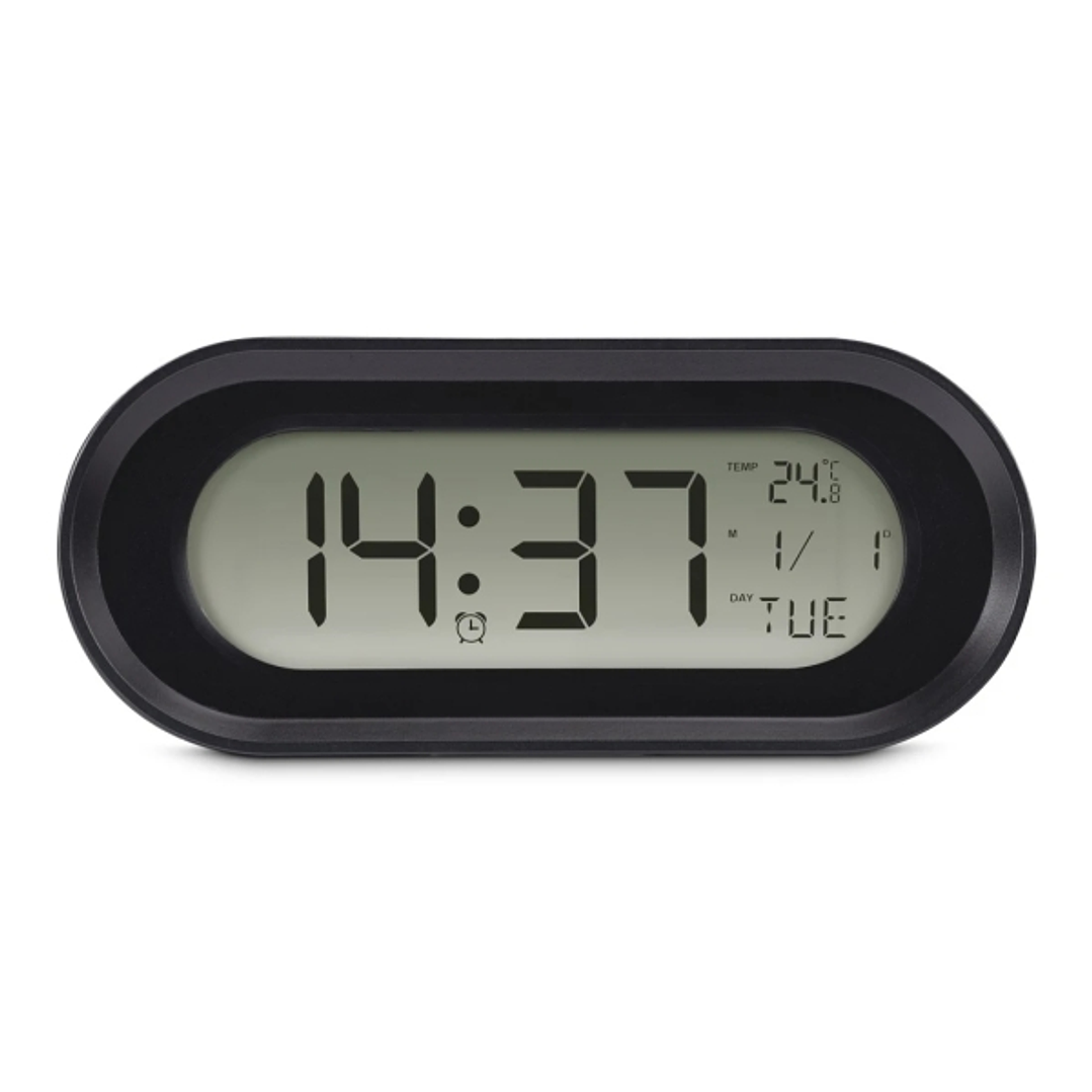 Hama Samos Reloj Despertador Digital - Patalla LCD - Funcion de Repeticion de Alarma - Alarma de Aniversario - Termometro - 15x5x6.3cm - Color Negro 1