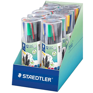 Staedtler Triplus Fineliner 334 Expositor con 10 Packs de 12 Rotuladores Punta Fina - Trazo 0.3 mm aprox. - Tinta Base de Agua - 97% de Plastico Recic