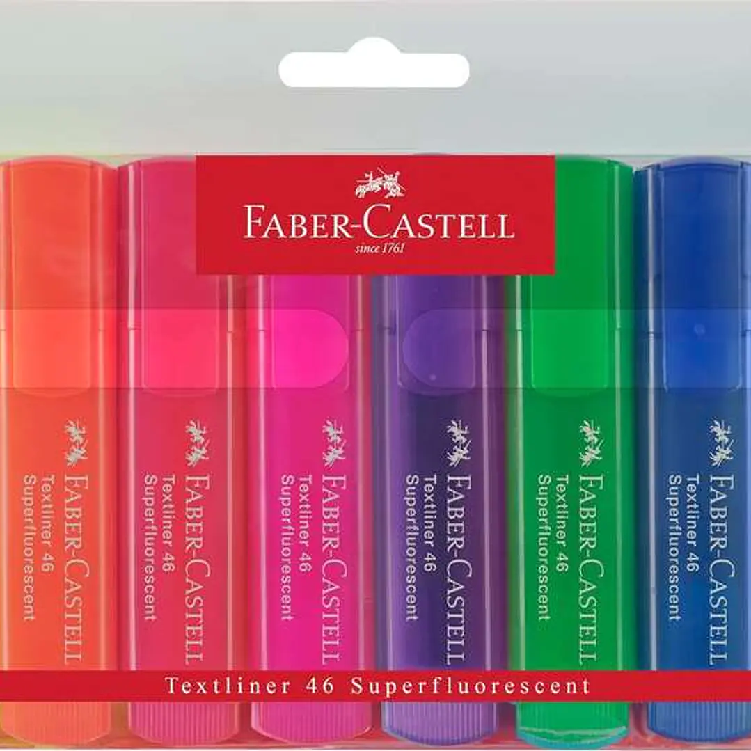 Faber-Castell Textliner 46 Superfluorescente Pack de 8 Marcadores Fluorescentes - Punta Biselada - Trazo entre 1mm y 5mm - Tinta con Base de Agua - Co 1
