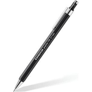 Staedtler Graphite 778 Portaminas 0.7mm - Cuerpo Hexagonal Negro Mate - Punta Metalica Retractil - Mina Amortiguada - Clip Metalico - Goma de Borrar