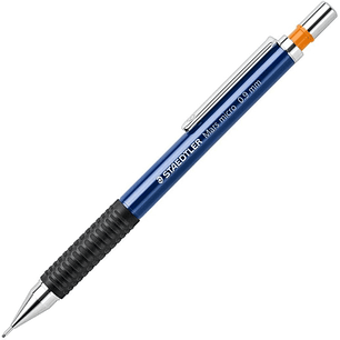 Staedtler Mars Micro 775 Portaminas 0.9mm - Punta Metalica Retractil - Mina Amortiguada - Grip de Caucho - Clip Metalico - Color Azul
