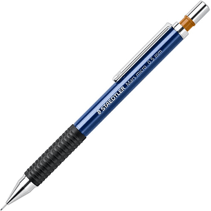 Staedtler Mars Micro 775 Portaminas 0.5mm - Punta Metalica Retractil - Mina Amortiguada - Grip de Caucho - Clip Metalico - Color Azul