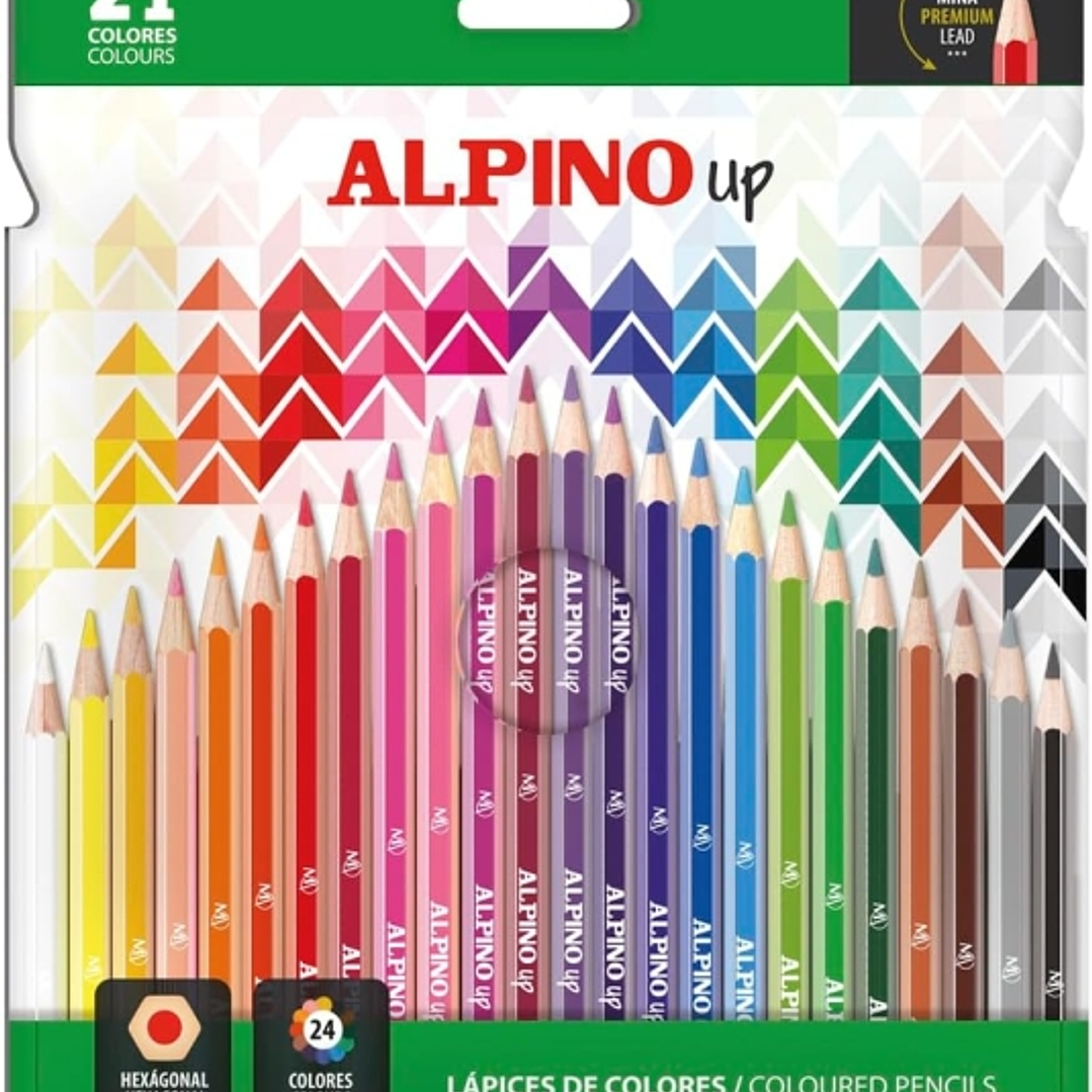 Alpino Up Pack con 24 Lapices de Colores Hexagonales - Mina Premium - Resistente a la Rotura - Colores Surtidos 1
