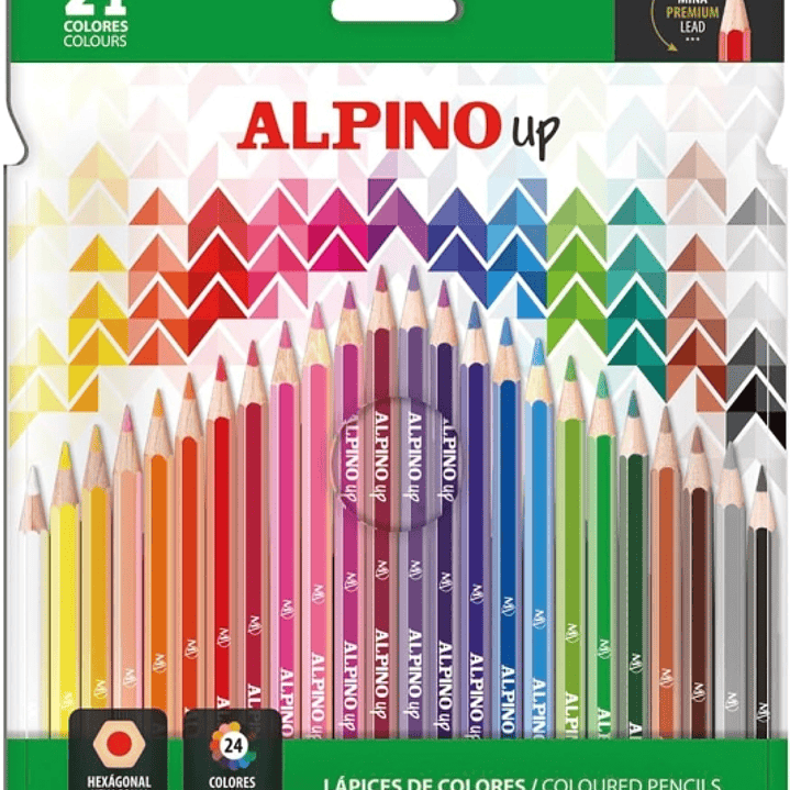 Alpino Up Pack con 24 Lapices de Colores Hexagonales - Mina Premium - Resistente a la Rotura - Colores Surtidos 1