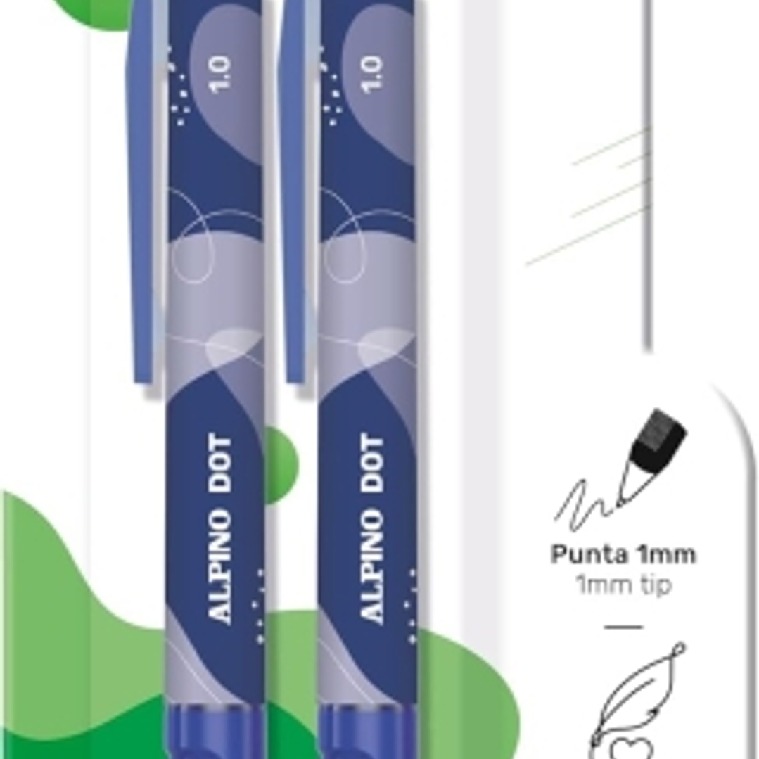 Alpino Dot Pack con 2 Boligrafos Retractiles - Punta 1mm - Agarre Suave - Tinta Azul - Color Azul 1