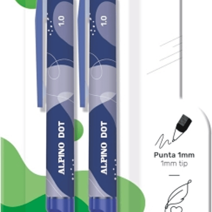 Alpino Dot Pack con 2 Boligrafos Retractiles - Punta 1mm - Agarre Suave - Tinta Azul - Color Azul 1