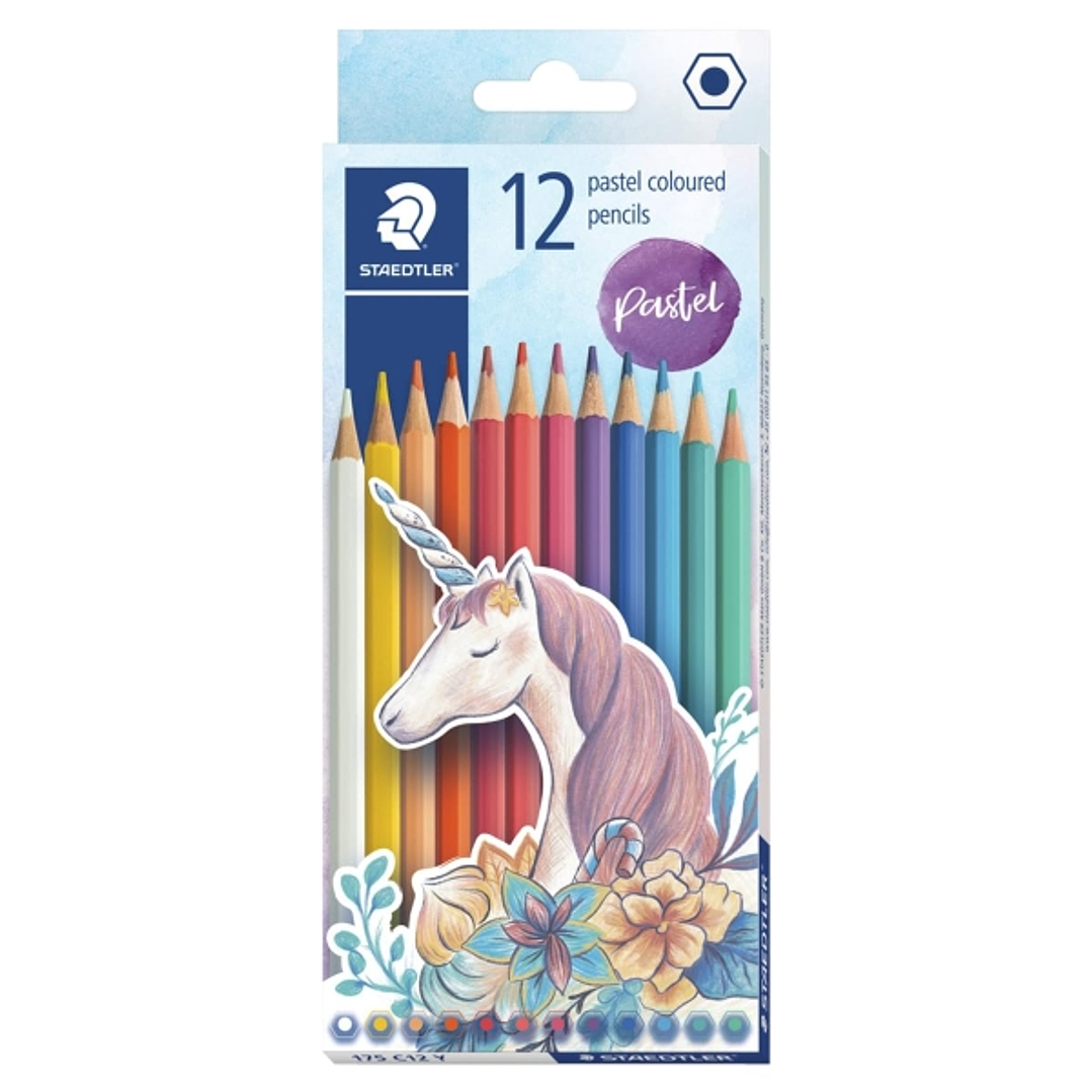 Staedtler 175 Pack con 12 Lapices Hexagonales de Colores Pastel - Facilidad de Afilado - Colores Pastel Surtidos 1