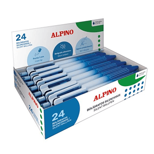 Alpino Boligrafo Retractil Silencioso - Punta 1mm - Agarre Antideslizante - Color Azul
