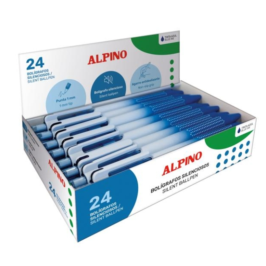 Alpino Boligrafo Retractil Silencioso - Punta 1mm - Agarre Antideslizante - Color Azul 1