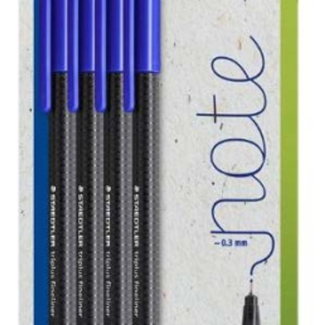 Staedtler Triplus Fineliner 334 Pack de 4 Rotuladores de Punta Fina - Trazo de 0.3mm aprox. - Tinta Antisecado a Base de Agua - Carcasa Fabricada en u 1