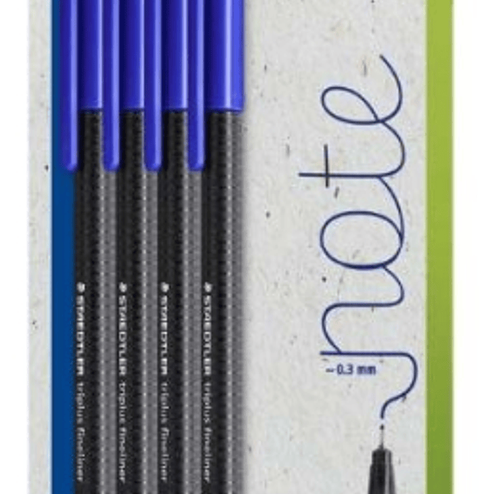 Staedtler Triplus Fineliner 334 Pack de 4 Rotuladores de Punta Fina - Trazo de 0.3mm aprox. - Tinta Antisecado a Base de Agua - Carcasa Fabricada en u 1