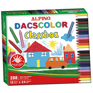 Alpino Dacscolor Economy Pack con 288 Ceras Semiblandas de Colores - Mezclables - No Manchan - Colores Surtidos