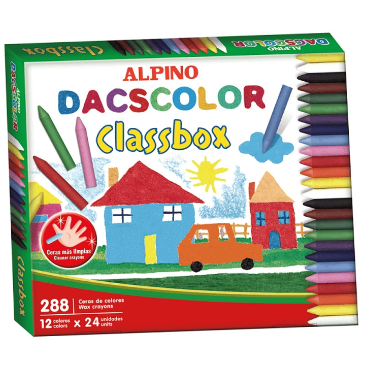 Alpino Dacscolor Economy Pack con 288 Ceras Semiblandas de Colores - Mezclables - No Manchan - Colores Surtidos 1