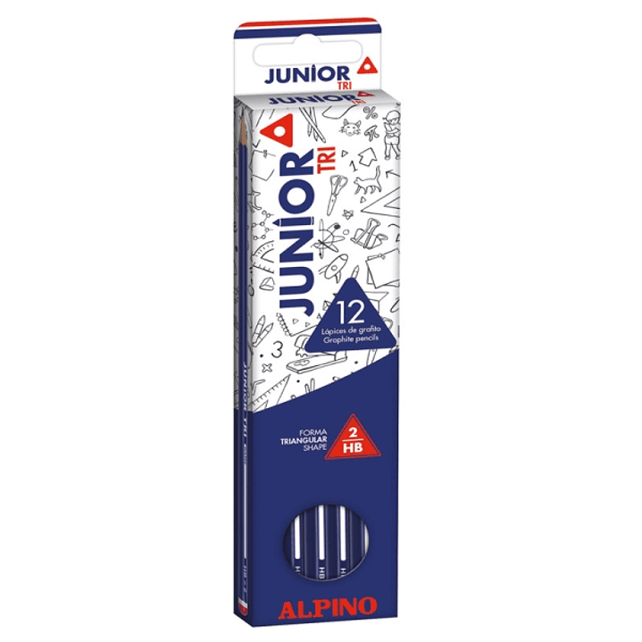 Alpino Junior Tri Pack de 12 Lapices de Grafito HB Triangulares - Espacio para el Nombre 1