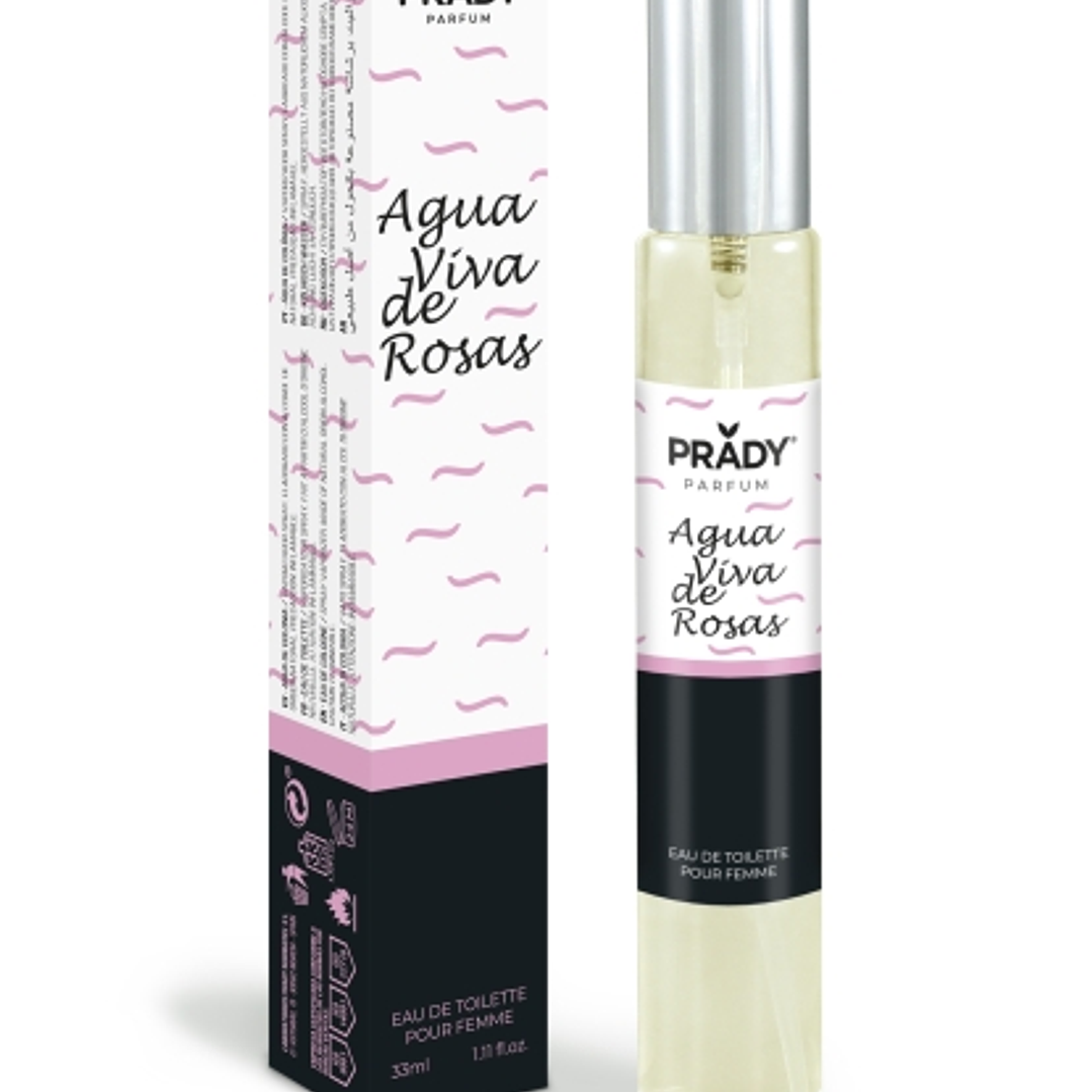 Prady Colonia de Mujer Agua Viva de Rosas - Frasco de 33 ml - Spray Pulverizador 1