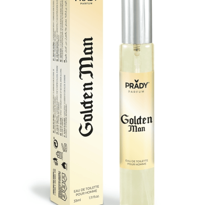 Prady Colonia de Hombre Golden Man - Frasco de 33 ml - Spray Pulverizador 1