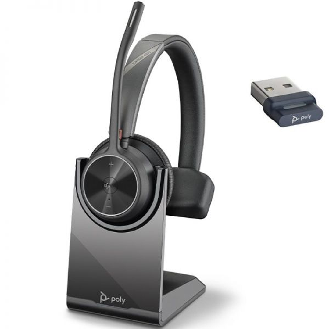HP Poly Voyager 4310 Auricular Monoaural con Microfono con Base de Carga - Bluetooth 5.2 - Dongle USB-A - Color Negro 1