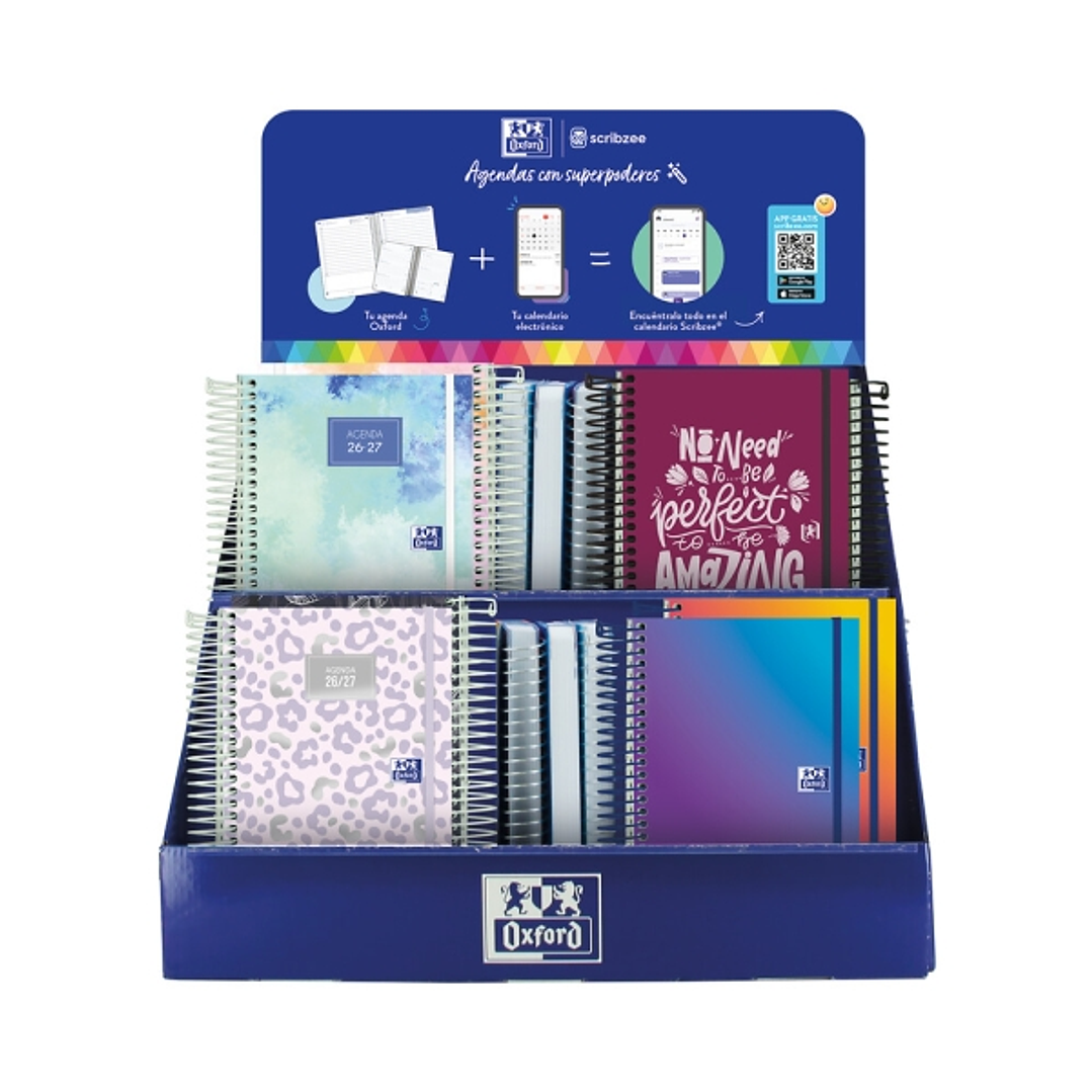 Oxford Expositor de Sobremesa con 37 Agendas Escolares - Castellano - 5 Modelos Diferentes - Facilitar la Exhibicion del Producto - Colores Surtidos 1