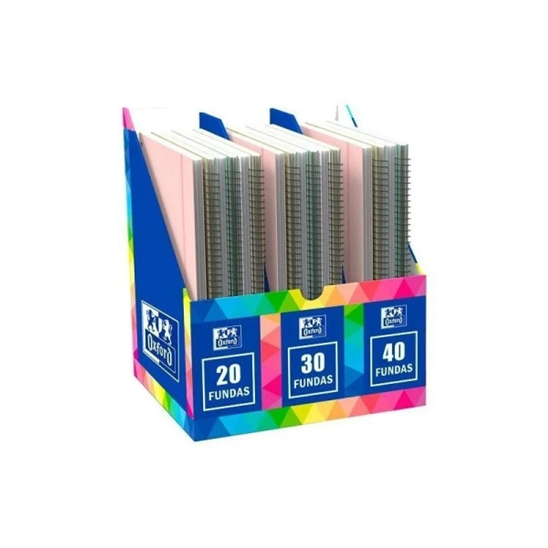 Oxford Live and Go Expositor con 20 Carpetas con Espiral de Fundas - 8 Carpetas de 20 Fundas - 8 Carpetas de 30 Fundas - 4 Carpetas de 40 Fundas - Col 1