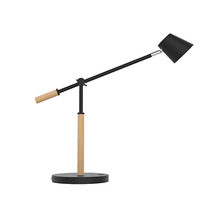Unilux Vicky Lampara LED de Escritorio - 3 Niveles de Intensidad - Puerto USB - Interruptor Tactil - Madera de Haya - Color Negro
