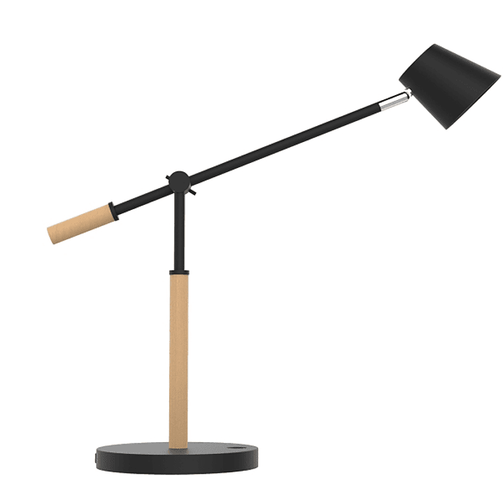 Unilux Vicky Lampara LED de Escritorio - 3 Niveles de Intensidad - Puerto USB - Interruptor Tactil - Madera de Haya - Color Negro 1