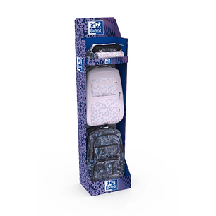 Oxford Dream Tech Expositor con 4 Mochilas y 6 Estuches - Colores Surtidos