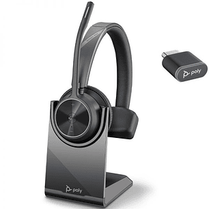 HP Poly Voyager 4310-M Auricular Monoaural con Microfono con Base de Carga - Bluetooth 5.2 - Dongle USB-C - Color Negro