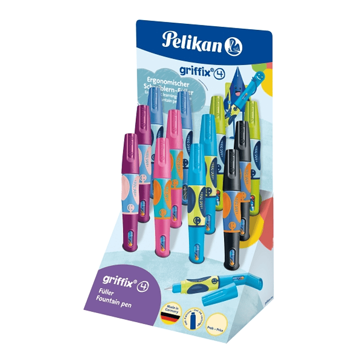 Pelikan Griffix Expositor con 12 Plumas Estilograficas para Diestros - Plumin de Acero Inoxidable - 3 Puntos de Agarre con Indicador - Ergonomico - Ta 1