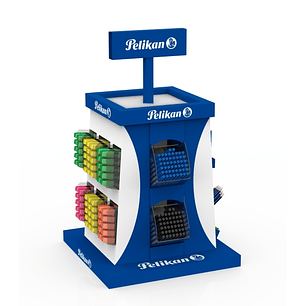 Pelikan Expositor con 30 Barras de Pegamento - 200 Boligrafos con Capuchon - 70 Marcadores Fluorescentes - Colores Surtidos