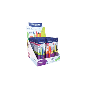 Pelikan Erase2.0 Expositor con 96 Boligrafos Borrables - 60 Blisters de Boligrafos - 36 Blisters con 2 Recambios - Colores Surtidos