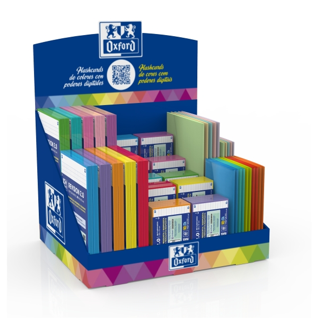 Oxford Expositor con 60 Paquetes de Tarjetas FlashCards 2.0 A5 y A7 - 5 Sobres A5 de Colores Vivos - 10 Sobres A7 de Colores Vivos y Pastel - Colores  1