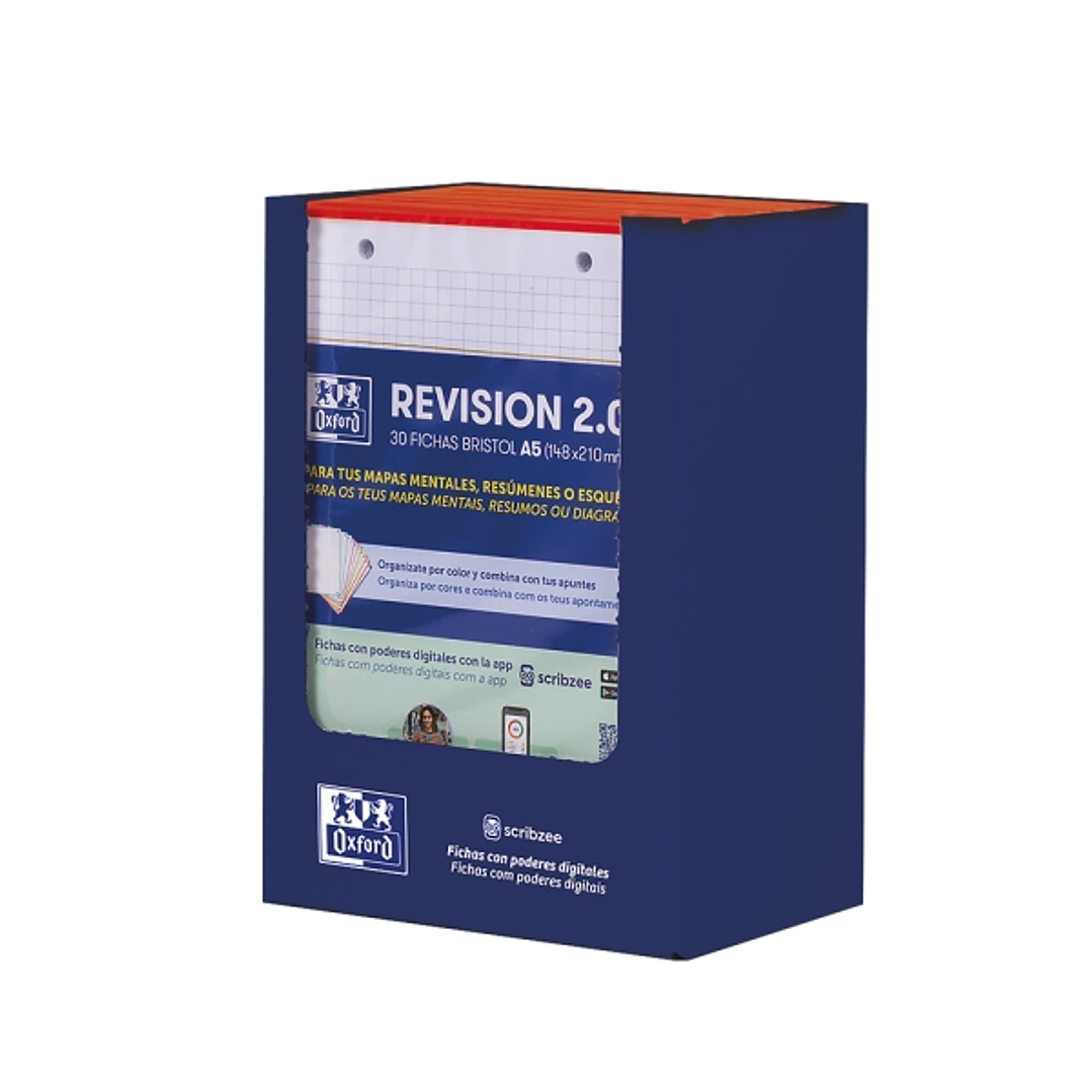 Oxford Expositor con 10 Packs de 30 FlashCards 2.0 - Formato A5 - Cuadricula 5x5mm - Cartulina de 250g - Digitalizacion de Textos con App - Color Rojo 1