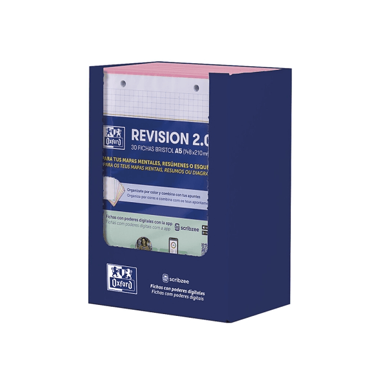 Oxford Expositor con 10 Packs de 30 FlashCards 2.0 - Formato A5 - Cuadricula 5x5mm - Cartulina de 250g - Digitalizacion de Textos con App - Color Rosa 1