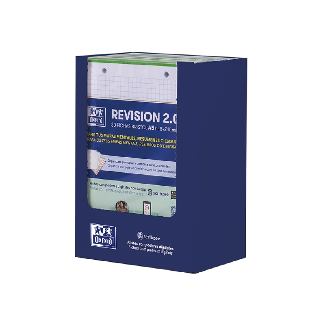 Oxford Expositor con 10 Packs de 30 FlashCards 2.0 - Formato A5 - Cuadricula 5x5mm - Cartulina de 250g - Digitalizacion de Textos con App - Color Verd 1