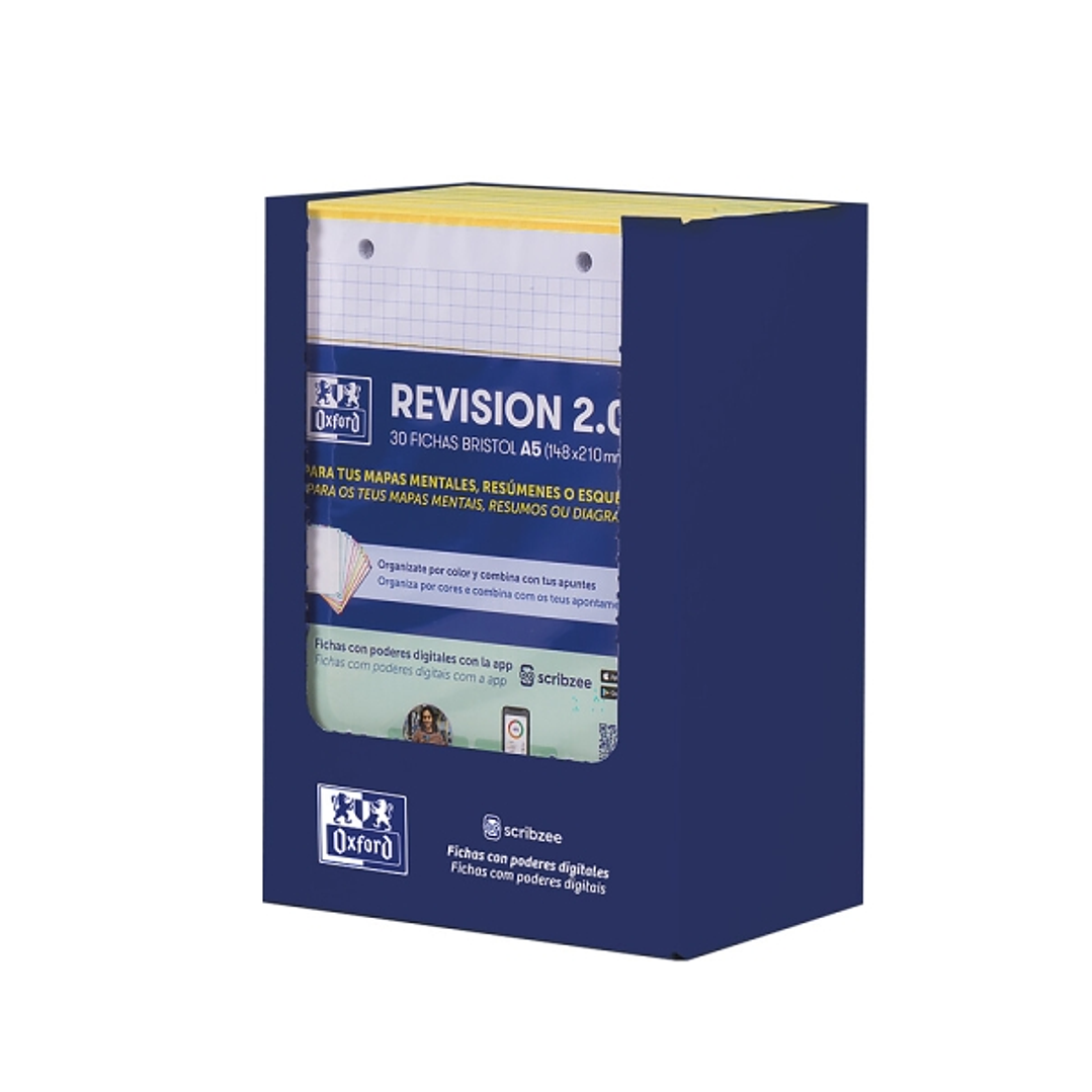 Oxford Expositor con 10 Packs de 30 FlashCards 2.0 - Formato A5 - Cuadricula 5x5mm - Cartulina de 250g - Digitalizacion de Textos con App - Color Amar 1