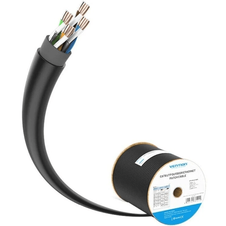 Vention Bobina de Cable de Red Ethernet - Longitud 305m - Cat6 UTP - 23 AWG - Velocidad hasta 1Gbps - Color Negro 1
