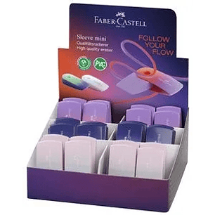 Faber-Castell Sleeve Mini Flow Expositor con 24 Gomas de Borrar con Funda - Libre de PVC - Colores Surtidos