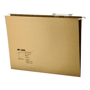 Fade Kio Carpeta Colgante - Formato A4 - Lomo en V - Visor con Efecto Lupa - Varilla Metalica - Certificado Ecologico Blue Angel - Color Marron