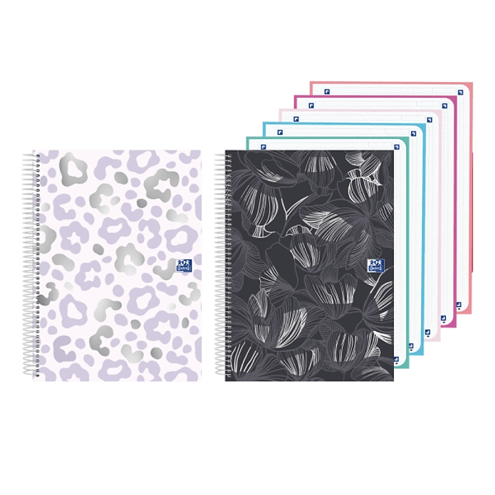 Oxford Cuaderno de Espiral - Formato A4+ - 120 Hojas - Cuadricula 5x5mm - Tapa Extradura - Digitalizacion de Textos con App - Colores Surtidos 1