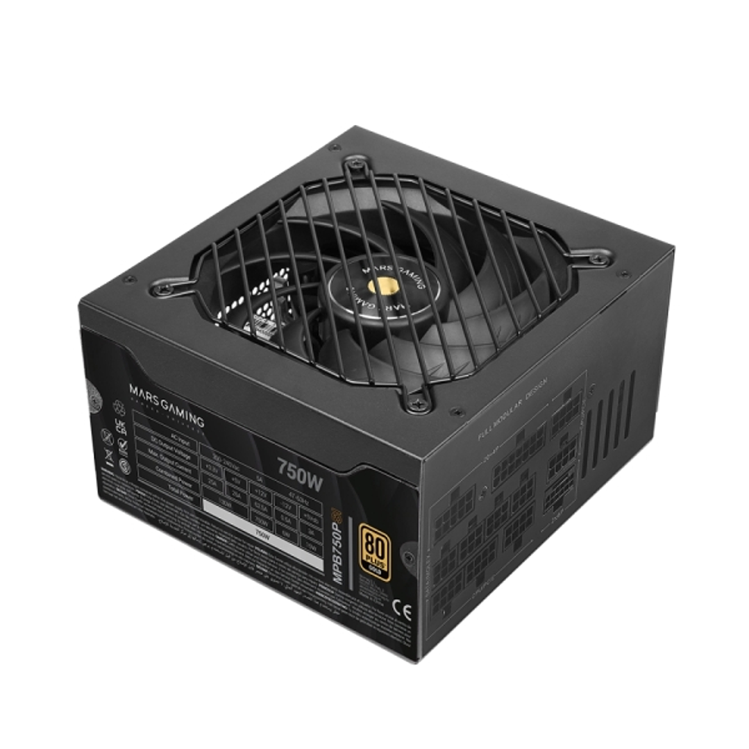 Mars Gaming MPB750PSI Fuente de Alimentacion ATX - 750W - 80 Plus Gold - Ventilador 140mm - Silencioso 12dB - Cableado Modular - Cables Planos Texturi 1