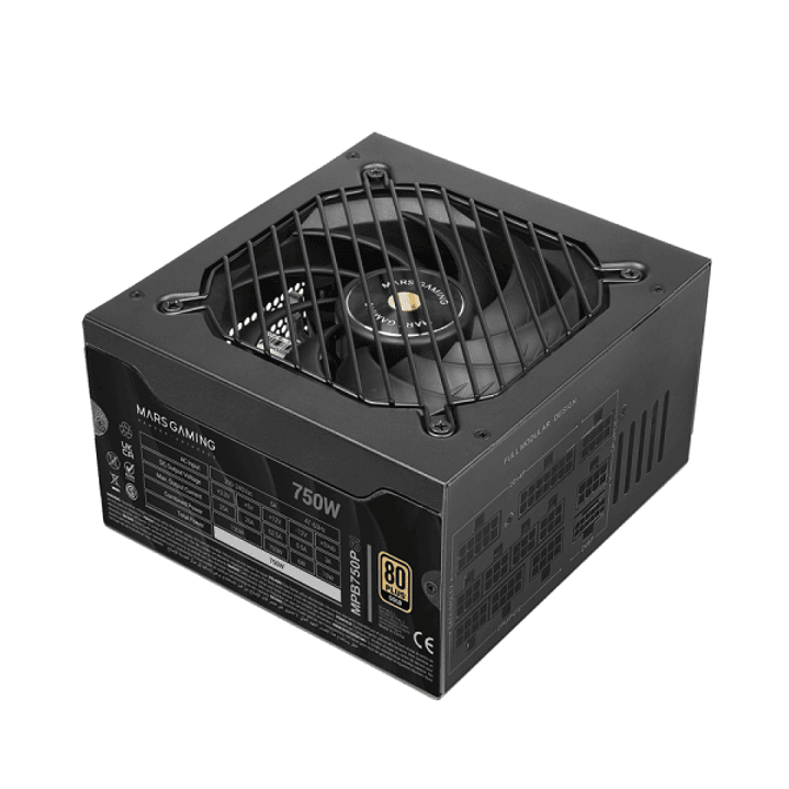 Mars Gaming MPB750PSI Fuente de Alimentacion ATX - 750W - 80 Plus Gold - Ventilador 140mm - Silencioso 12dB - Cableado Modular - Cables Planos Texturi 1